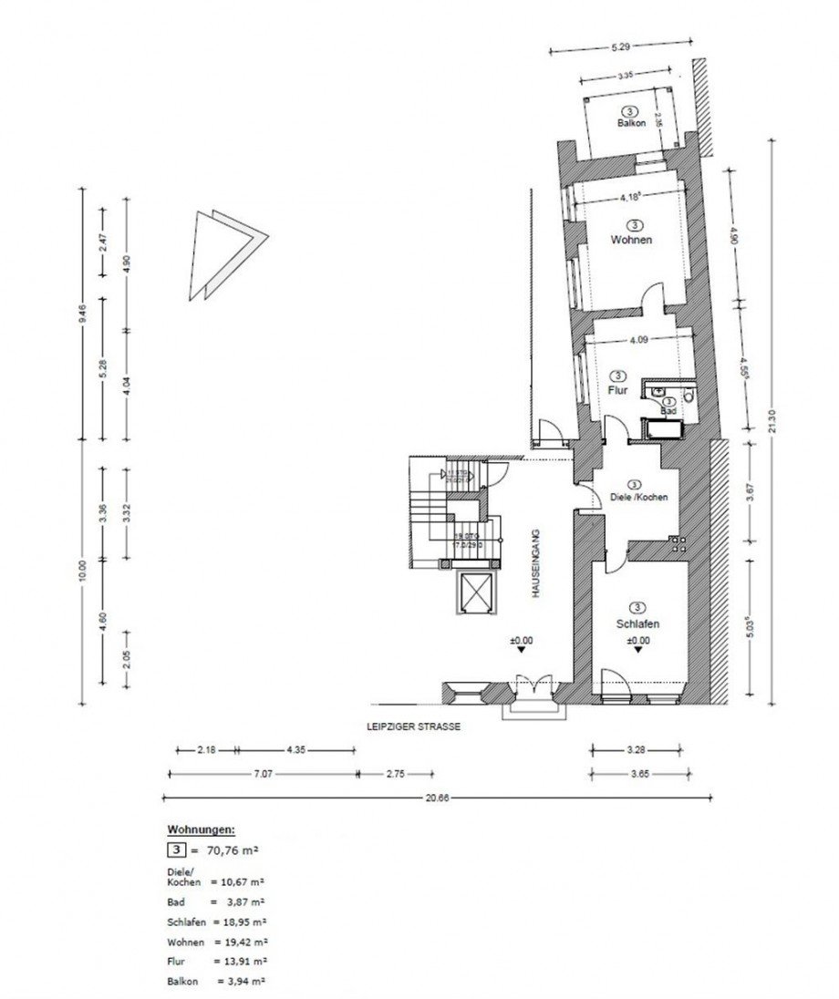 Grundriss WE 3 Bürofläche Torgau