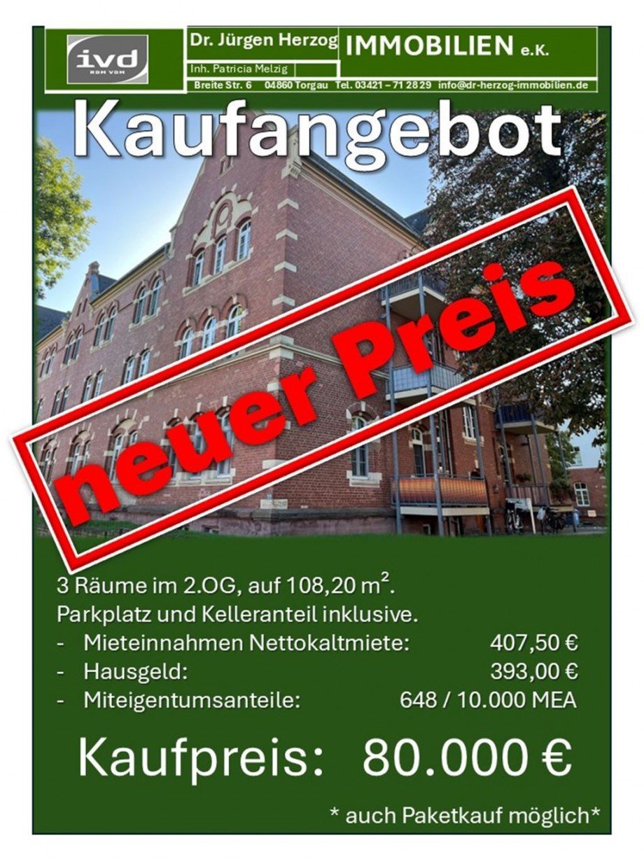 Aushang WE 19 neuer Preis Etagenwohnung Torgau