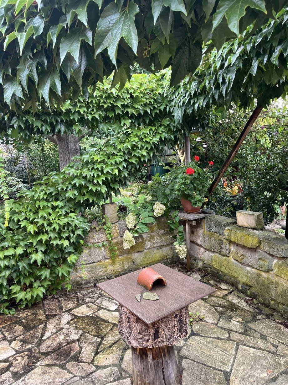 Sitzbereich Garten Doppelhaushälfte Zwethau