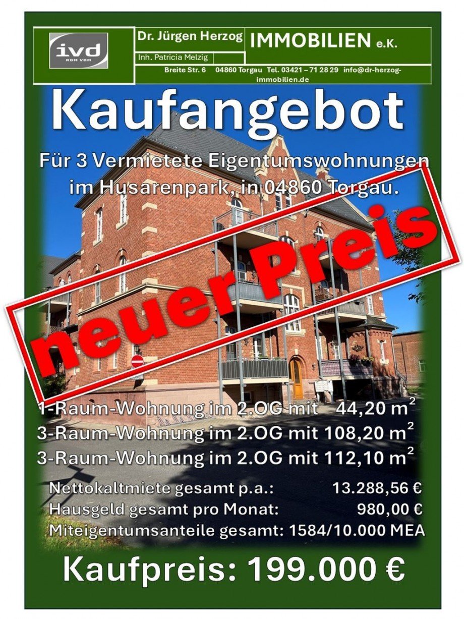 Aushang A3- Paketkauf neuer Preis Etagenwohnung Torgau